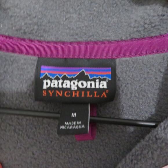 Patagonia Synchilla Womens Sz M Purple Gray Snap T Fleece Pullover Retro Style - Picture 5 of 6